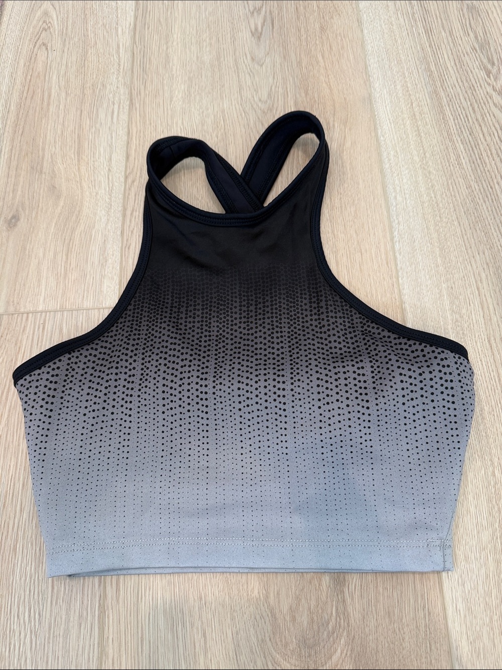 Beyond Yoga Black to Gray Ombre High-Neck Sports Bralette XS